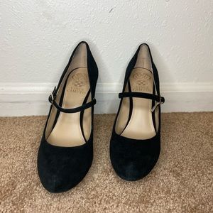 Vince Camuto Black Suede Mary Jane Heels size 6.5